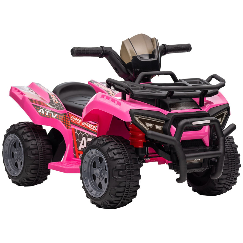 6V Kids ATV Quad, 4-Wheeler Battery-Powered Electric Ride-On Car with Music, Forward Drive, for Boys and Girls Ages 18–36 Months, Pink