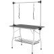 Foldable Dog Grooming Table with Adjustable Grooming Arms, Storage Shelf, Two Nooses, 42" x 24" x 61", Black