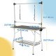 Foldable Dog Grooming Table with Adjustable Grooming Arms, Storage Shelf, Two Nooses, 42" x 24" x 61", Black