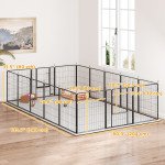 16 Panels Dog Playpen with Strap, Portable & DIY, for Medium Dogs, for Yard, RV, Camping, Garden, 31.5" H
