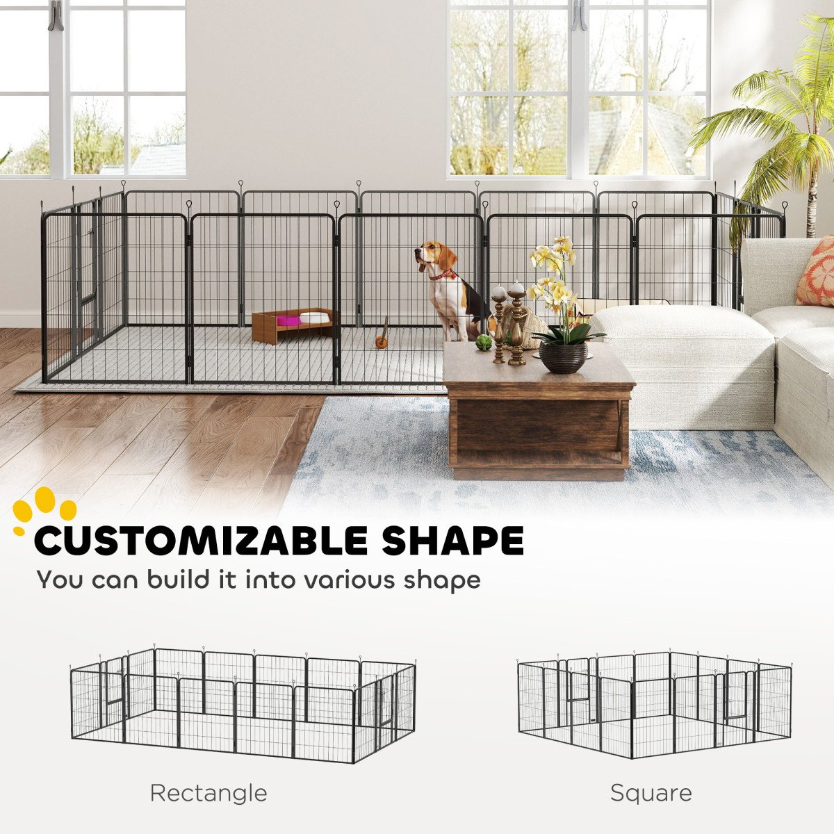 16 Panels Dog Playpen with Strap, Portable & DIY, for Medium Dogs, for Yard, RV, Camping, Garden, 31.5" H