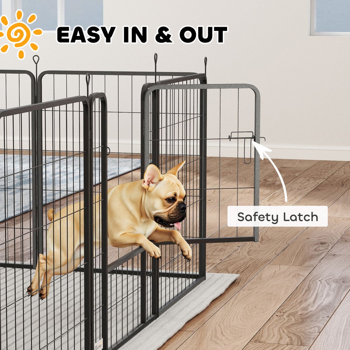 16 Panels Dog Playpen with Strap, Portable & DIY, for Medium Dogs, for Yard, RV, Camping, Garden, 31.5" H