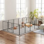 16 Panels Dog Playpen with Strap, Portable & DIY, for Medium Dogs, for Yard, RV, Camping, Garden, 31.5" H
