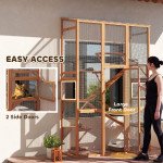 Large Outdoor Catio with 6 Jumping Platforms, Scratching Post, 2 Ramps, Waterproof Roof, Orange