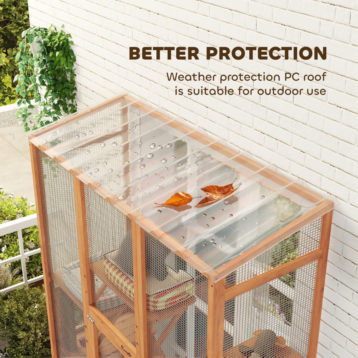 Large Outdoor Catio with 6 Jumping Platforms, Scratching Post, 2 Ramps, Waterproof Roof, Orange