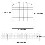 Metal Garden Fence, Decorative Fence Set of 6, 181.1" x 38.2", Vegetable Fence, Path Border, Garden Edging, Black