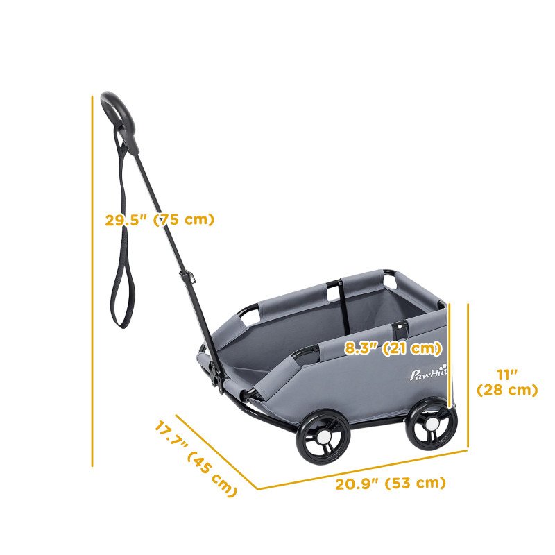 4 Wheels Folding Lightweight Pet Stroller with Universal Handle Rod, Storage Bag, Washable Cushion for Miniature Dogs