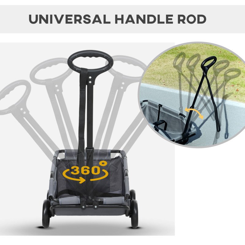 4 Wheels Folding Lightweight Pet Stroller with Universal Handle Rod, Storage Bag, Washable Cushion for Miniature Dogs