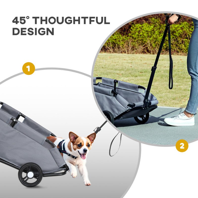 4 Wheels Folding Lightweight Pet Stroller with Universal Handle Rod, Storage Bag, Washable Cushion for Miniature Dogs