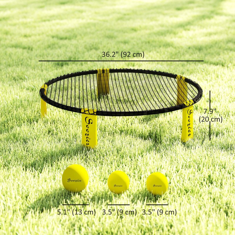 Soozier Spike Game Set, Mini Beach Games Set w/ Roundnet, 3 Balls, Pump, Carrying Bag, Portable Outdoor Games for Families