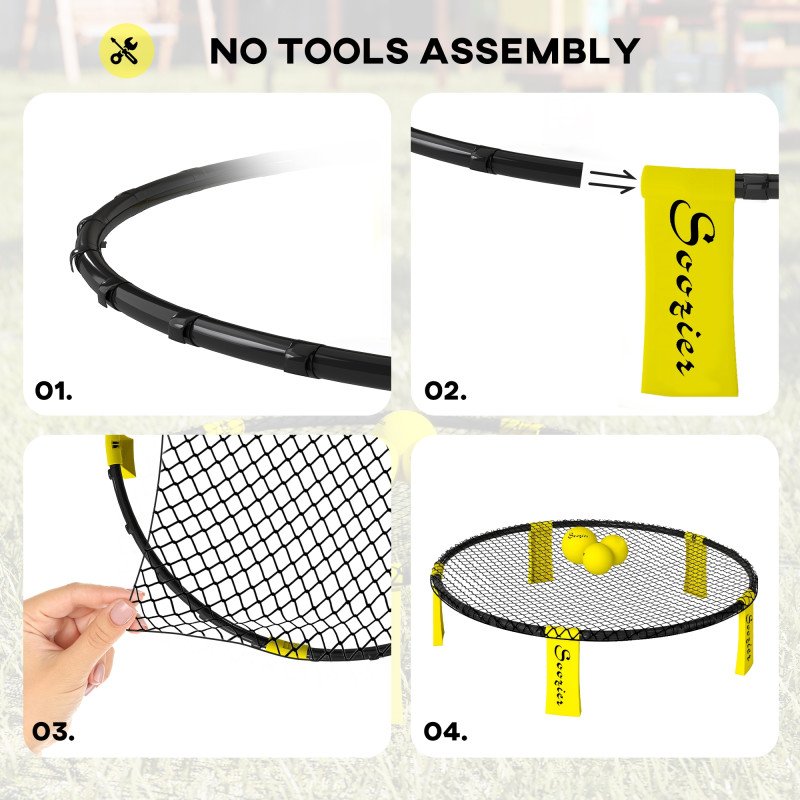 Soozier Spike Game Set, Mini Beach Games Set w/ Roundnet, 3 Balls, Pump, Carrying Bag, Portable Outdoor Games for Families