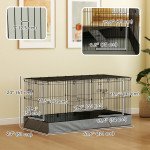Guinea Pig Cage with Removable Top, 2 Separate Area, Waterproof Bottom Liner, Ramp, Perch, for Rabbits, Hedgehogs