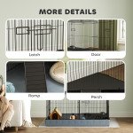 Guinea Pig Cage with Removable Top, 2 Separate Area, Waterproof Bottom Liner, Ramp, Perch, for Rabbits, Hedgehogs