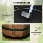 Outdoor Waterfall Fountain, Garden Wood Barrel, Carbonized