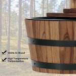 Outdoor Waterfall Fountain, Garden Wood Barrel, Carbonized