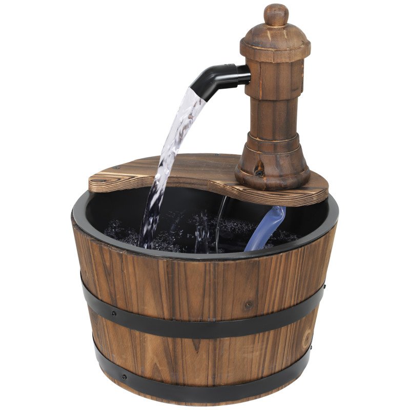 Outdoor Fountain, Garden Water Fountain with Electric Pump for Porch, Deck, Yard, Carbonized