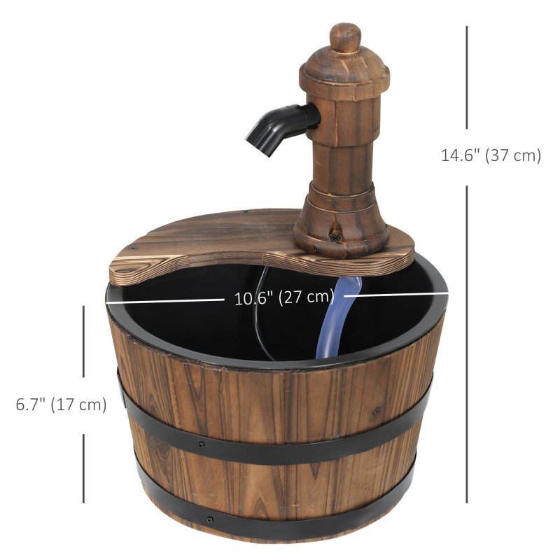 Outdoor Fountain, Garden Water Fountain with Electric Pump for Porch, Deck, Yard, Carbonized