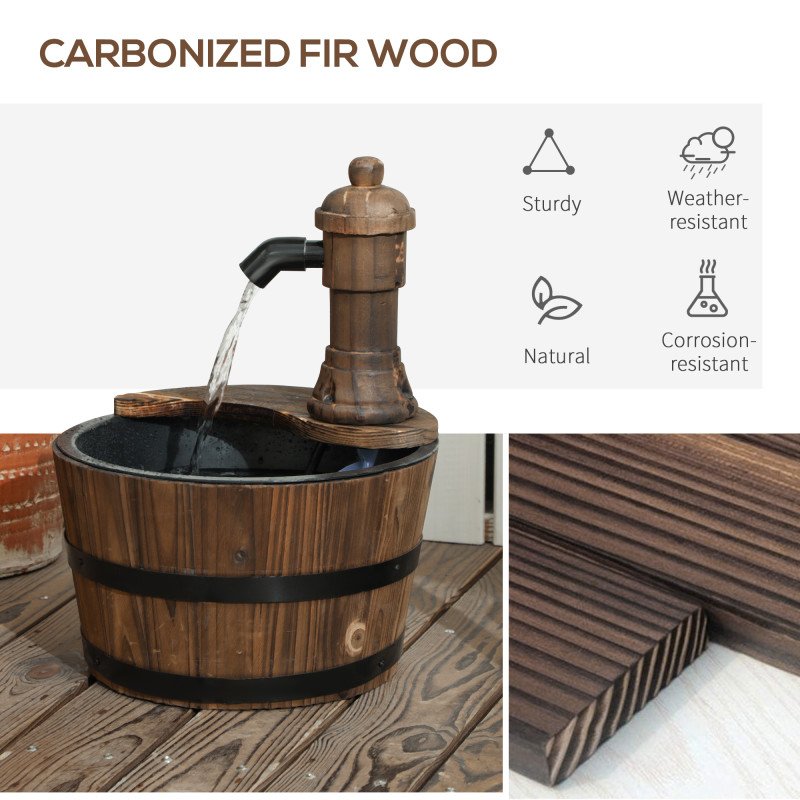 Outdoor Fountain, Garden Water Fountain with Electric Pump for Porch, Deck, Yard, Carbonized