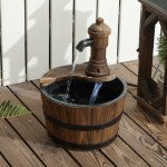 Outdoor Fountain, Garden Water Fountain with Electric Pump for Porch, Deck, Yard, Carbonized
