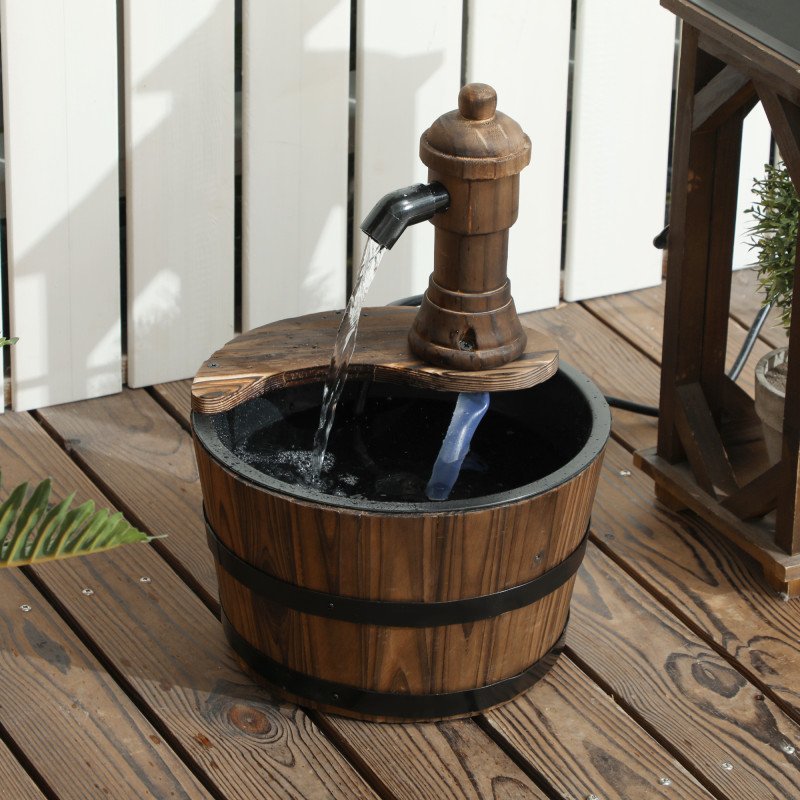 Outdoor Fountain, Garden Water Fountain with Electric Pump for Porch, Deck, Yard, Carbonized