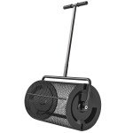 24 Inch Compost Spreader, Peat Moss Spreader with 24.4"/26.4" Height Adjustable Handle, Soil Spreader for Lawn, Black