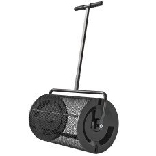 24 Inch Compost Spreader, Peat Moss Spreader with 24.4"/26.4" Height Adjustable Handle, Soil Spreader for Lawn, Black
