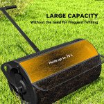 24 Inch Compost Spreader, Peat Moss Spreader with 24.4"/26.4" Height Adjustable Handle, Soil Spreader for Lawn, Black