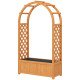 Wooden Raised Garden Bed with Arch Trellis, 33" x 14" x 57" Raised Planter Box with Drainage Holes, Trellis Planter for Vine Climbing Plants