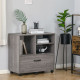 Lateral Filing Cabinet with Open Storage Shelf, Printer Stand, Mobile Office File Cabinet with Wheels for Letter and Legal Sized Files, Grey