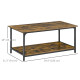 Industrial Coffee Table with Storage Shelf, 2-tier Center Table for Living Room, Rustic Brown
