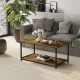 Industrial Coffee Table with Storage Shelf, 2-tier Center Table for Living Room, Rustic Brown