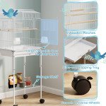 49" Rolling Bird Cage Cockatoo House Play Top Finch Pet Supply with Storage Shelf, Wheels - White