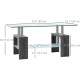 Rectangle Glass Coffee Table, 2-Tier Center Table with Tempered Glass Top and Storage Shelf for Living Room, Grey