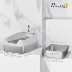 Cat Litter Box Stainless Steel with Metal Litter Scoop, Never Absorbs Odors, Anti Leakage, 24" x 16" x 12", Grey