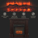 Electric Fireplace with Mantel, Freestanding Heater Corner Firebox with Log Hearth and Remote Control, 1400W, Brown