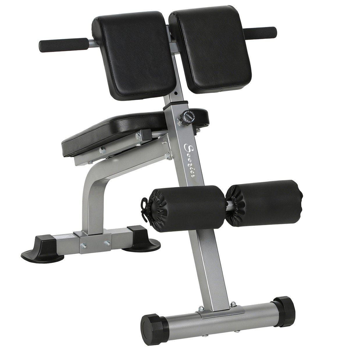 Soozier Roman Chair Back Extension Machine, Height Adjustable Hyperextension Bench, 38" x 26.8" x 27.2–43.3", Silver Tone