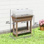 41L Self Watering Raised Garden Bed w/ Ventilation Transparent Lid Greenhouse, Planter Box w/ Storage Shelf, Brown