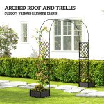Garden Arch Outdoor Trellis Arbor with 2 Planter Boxes, 109.4" x 15.7" x 86.6", Black