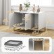 Cat Litter Box Enclosure with Tall Legs, Litter Mat, Fits Mots of Litter Box, 31.5" x 20" x 22", White