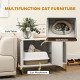 Cat Litter Box Enclosure with Tall Legs, Litter Mat, Fits Mots of Litter Box, 31.5" x 20" x 22", White