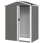 4.5 x 3ft Outdoor Storage Shed, Waterproof Metal Garden Shed with Lockable Door for Backyard, Patio, Lawn, Light Grey