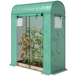 Mini Greenhouse, Portable Garden Green House with Roll-up Door and Mesh Windows, 6' x 2' x 6.6', Green
