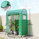 Mini Greenhouse, Portable Garden Green House with Roll-up Door and Mesh Windows, 6' x 2' x 6.6', Green