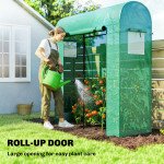 Mini Greenhouse, Portable Garden Green House with Roll-up Door and Mesh Windows, 6' x 2' x 6.6', Green