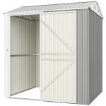 7' x 6' Tall Outdoor Storage Shed, Waterproof Metal Garden Shed with Gloves, Lockable Door, Silver Grey