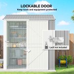 7' x 6' Tall Outdoor Storage Shed, Waterproof Metal Garden Shed with Gloves, Lockable Door, Silver Grey