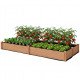 Wooden Raised Garden Bed, 8 x 4 x 1ft Elevated Garden Box with Dividers and Open Bottom, Outdoor Raised Planter Box