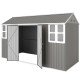 12' x 5.5' Metal Garden Storage Shed, Outdoor Tool Storage House with Lockable Door, Vents, Sloped Roof, Light Grey