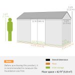 12' x 5.5' Metal Garden Storage Shed, Outdoor Tool Storage House with Lockable Door, Vents, Sloped Roof, Light Grey