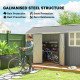 12' x 5.5' Metal Garden Storage Shed, Outdoor Tool Storage House with Lockable Door, Vents, Sloped Roof, Light Grey